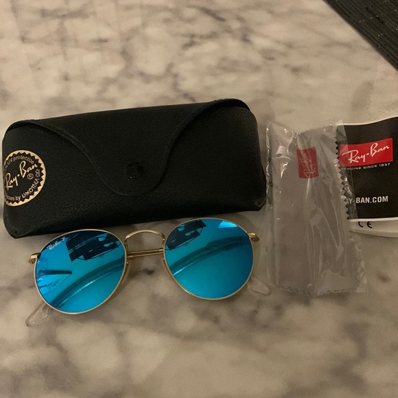 RayBans standard size round polarized flash lenses - Picture 2 of 8